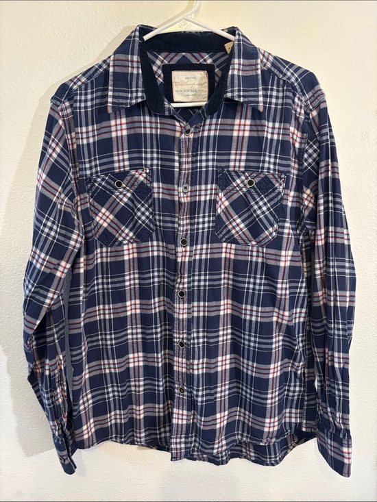 Weatherproof Tops - Weatherproof Navy Blue Plaid Button-Down Shirt -650sku